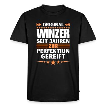 Winemakers matured to perfection - Men's Premium Organic T-Shirt - black - Front - Nico (187cm)