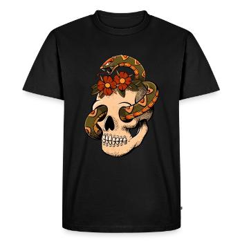Old School Vintage Snakes Skull Tattoo - T-shirt Premium bio Homme - noir - Devant - Nico (187cm)