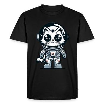 Chat Astronaute Mignon - T-shirt Premium bio Homme - noir - Devant - Nico (187cm)