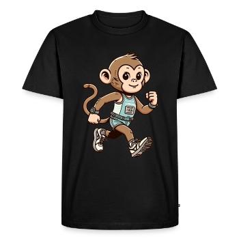 Cute Marathon Runner Monkey - Men's Premium Organic T-Shirt - black - Front - Nico (187cm)