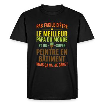 Super Papa Peintre en bâtiment idée cadeau père - T-shirt Premium bio Homme - noir - Devant - Nico (187cm)