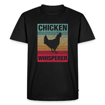 kip whisperer retro vintage - Mannen Premium Bio T-shirt - zwart - Voor - Nico (187cm)