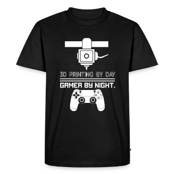 3D Printing By Day Gamer By Night - Men's Premium Organic T-Shirt - black - Front - Nico (187cm)
