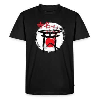 Temple japonais Japon Soleil - T-shirt Premium bio Homme - noir - Devant - Nico (187cm)