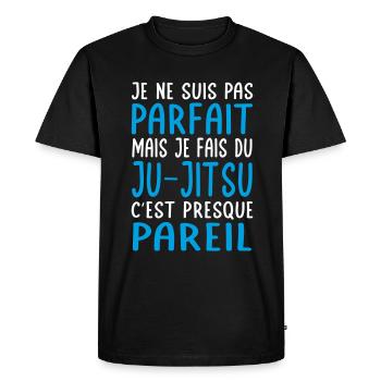 Je ne suis pas parfait mais je fais du ju-jitsu - T-shirt Premium bio Homme - noir - Devant - Nico (187cm)