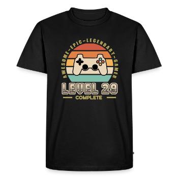 Level 29 ans - T-shirt Premium bio Homme - noir - Devant - Nico (187cm)