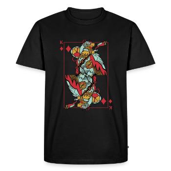 Jeu de cartes Eagle Steampunk Karo King Poker - T-shirt Premium bio Homme - noir - Devant - Nico (187cm)
