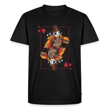 Panda Steampunk Card Game Heart King Poker - Men's Premium Organic T-Shirt - black - Front - Nico (187cm)