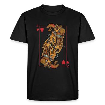 Bunny Steampunk Card Game Heart Jack Poker - Men's Premium Organic T-Shirt - black - Front - Nico (187cm)