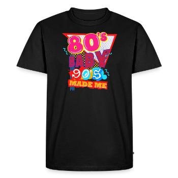 80's Baby - 90's made me - conception de fêtes - T-shirt Premium bio Homme - noir - Devant - Nico (187cm)