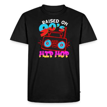 Elevé sur le hip hop des années 90 - T-shirt Premium bio Homme - noir - Devant - Nico (187cm)
