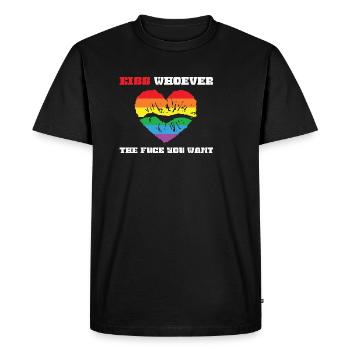 LBGT Flag Gay Pride Kiss whoever you want - Men's Premium Organic T-Shirt - black - Front - Nico (187cm)