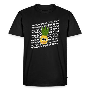 Will you be my pina to my colada - Men's Premium Organic T-Shirt - black - Front - Nico (187cm)