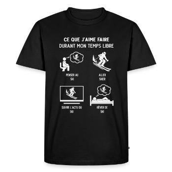 Skieur Ski Humour Temps Libre - T-shirt Premium bio Homme - noir - Devant - Nico (187cm)