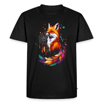 Fox with Dream Catcher - Men's Premium Organic T-Shirt - black - Front - Nico (187cm)