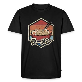 Japon Ramen japonais Kanji Kawaii Anime - T-shirt Premium bio Homme - noir - Devant - Nico (187cm)