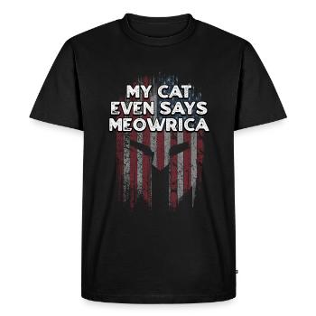 Mon chat dit même Meowrica American Independence - T-shirt Premium bio Homme - noir - Devant - Nico (187cm)