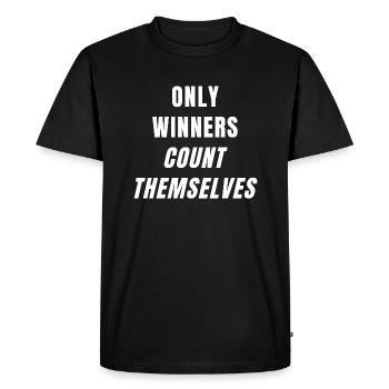 Winners Only Count Themselves Success Mindset - Men's Premium Organic T-Shirt - black - Front - Nico (187cm)
