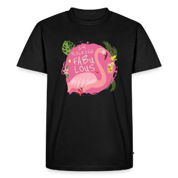 Je flocks fabuleux - Flamingo Paradise Vacation - T-shirt Premium bio Homme - noir - Devant - Nico (187cm)