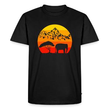 Montagnes Africaines Afrique Zoo Animal Rétro Eléphant - T-shirt Premium bio Homme - noir - Devant - Nico (187cm)