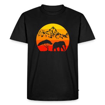 Sunset Zoo Amoureux des animaux Afrique Éléphant - T-shirt Premium bio Homme - noir - Devant - Nico (187cm)