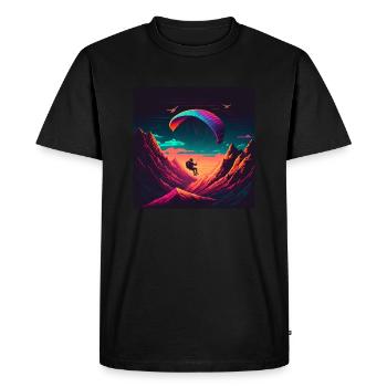 Style Vaporwave, parapente dans la nature - T-shirt Premium bio Homme - noir - Devant - Nico (187cm)