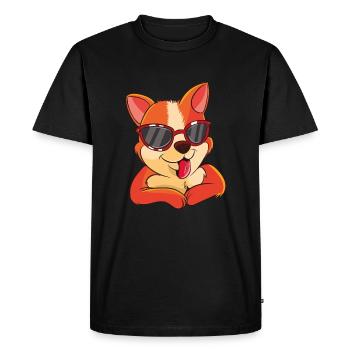 Cool corgi dog with sunglasses - Men's Premium Organic T-Shirt - black - Front - Nico (187cm)