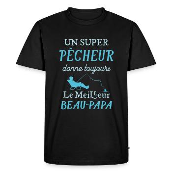Super Beau-Papa Pêcheur Cadeau Fete Des Peres - T-shirt Premium bio Homme - noir - Devant - Nico (187cm)