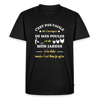 t shirt poule jardin humour poules jardinage drôle - T-shirt Premium bio Homme - noir - Devant - Nico (187cm)