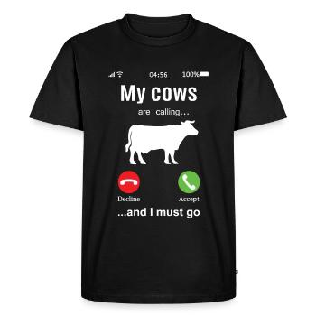 Vache vaches drôle agriculteur fun idée cadeau étable - T-shirt Premium bio Homme - noir - Devant - Nico (187cm)