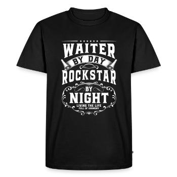 Serveur Restaurant Nourriture Cocktail - T-shirt Premium bio Homme - noir - Devant - Nico (187cm)