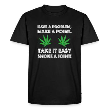 Allez-y doucement | Cannabis, Planter, Se détendre - T-shirt Premium bio Homme - noir - Devant - Nico (187cm)