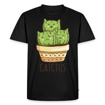 Catctus - Chat Ami Chat - T-shirt Premium bio Homme - noir - Devant - Nico (187cm)