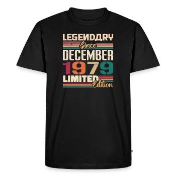 Légendaire depuis décembre 1979 Millésime décembre 1979 - T-shirt Premium bio Homme - noir - Devant - Nico (187cm)