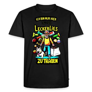 Je ne fais que porter les friandises ici - T-shirt Premium bio Homme - noir - Devant - Nico (187cm)