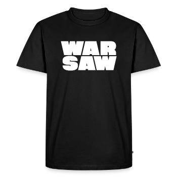 Warsaw bold logo design - Men's Premium Organic T-Shirt - black - Front - Nico (187cm)