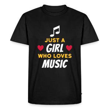 Juste une fille qui aime la musique (note, cœurs) - T-shirt Premium bio Homme - noir - Devant - Nico (187cm)