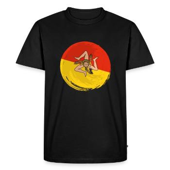 Drapeau de la Sicile Italie Palerme Trinacria Italia - T-shirt Premium bio Homme - noir - Devant - Nico (187cm)