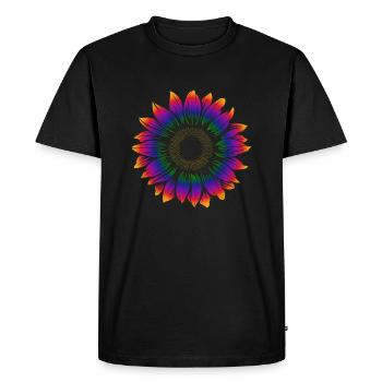Tournesol Arc-en-ciel - Soleil - Bonne humeur - T-shirt Premium bio Homme - noir - Devant - Nico (187cm)