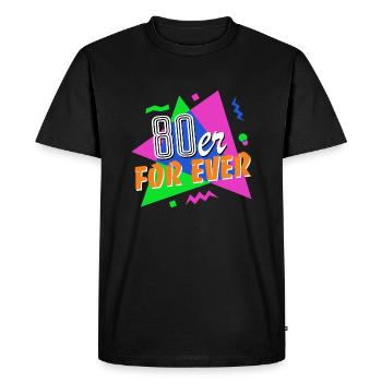 80s For Ever - 80s - colorful + crazy - Men's Premium Organic T-Shirt - black - Front - Nico (187cm)