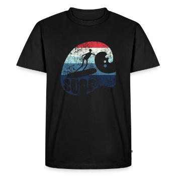 Vague - Surfeur - Surf - Cadeau - T-shirt Premium bio Homme - noir - Devant - Nico (187cm)