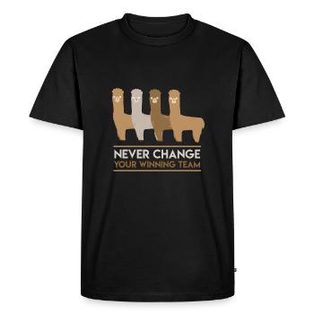 Alpaca Never Change Your Winning Team - Men's Premium Organic T-Shirt - black - Front - Nico (187cm)