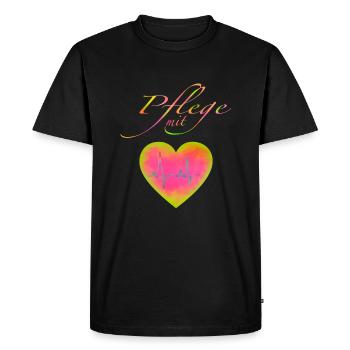 Care with heart colorful, empathy, care, gift - Men's Premium Organic T-Shirt - black - Front - Nico (187cm)