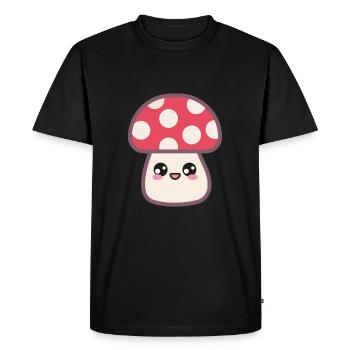Champignon à mouches Doux Kawaii - T-shirt Premium bio Homme - noir - Devant - Nico (187cm)