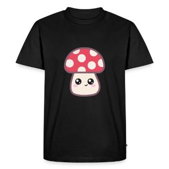 Champignon Mignon Dessin Kawaii - T-shirt Premium bio Homme - noir - Devant - Nico (187cm)
