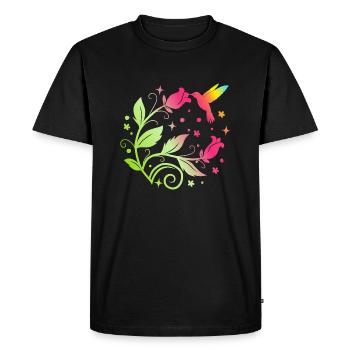 Fleurs - Couleurs - Colibri - Nature - Femmes - T-shirt Premium bio Homme - noir - Devant - Nico (187cm)