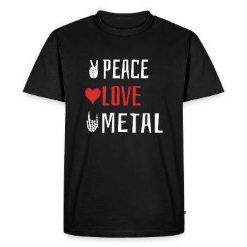 Peace Love Metal - Heart - Men's Premium Organic T-Shirt - black - Front - Nico (187cm)