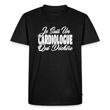 cardiologue qui déchire - T-shirt Premium bio Homme - noir - Devant - Nico (187cm)