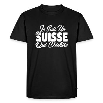 Suisse qui déchire - T-shirt Premium bio Homme - noir - Devant - Nico (187cm)
