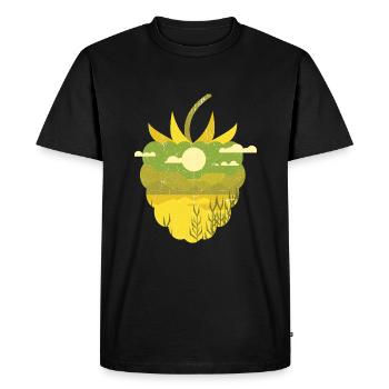Framboise panoramique vintage - T-shirt Premium bio Homme - noir - Devant - Nico (187cm)